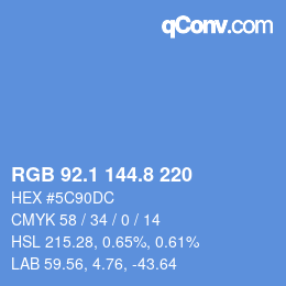 カラーコード: RGB 92.1 144.8 220 | qconv.com