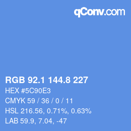 Color code: RGB 92.1 144.8 227 | qconv.com