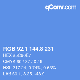 Color code: RGB 92.1 144.8 231 | qconv.com