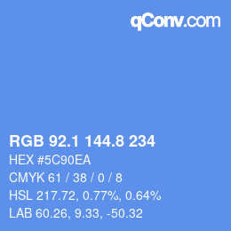 カラーコード: RGB 92.1 144.8 234 | qconv.com