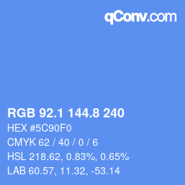 Color code: RGB 92.1 144.8 240 | qconv.com