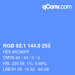 Color code: RGB 92.1 144.8 255 | qconv.com