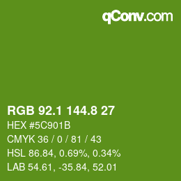 カラーコード: RGB 92.1 144.8 27 | qconv.com