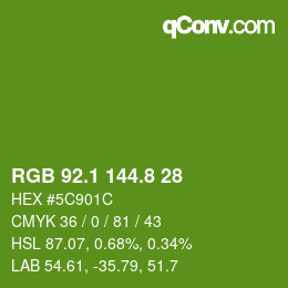 カラーコード: RGB 92.1 144.8 28 | qconv.com