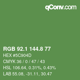 カラーコード: RGB 92.1 144.8 77 | qconv.com