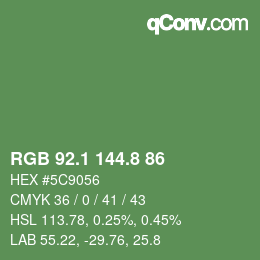 Color code: RGB 92.1 144.8 86 | qconv.com
