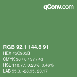 Color code: RGB 92.1 144.8 91 | qconv.com