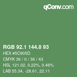 カラーコード: RGB 92.1 144.8 93 | qconv.com