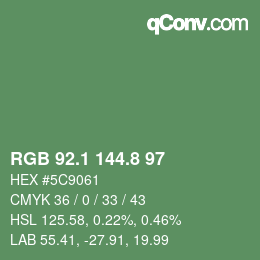 カラーコード: RGB 92.1 144.8 97 | qconv.com