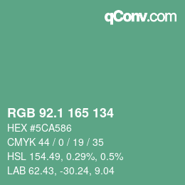 カラーコード: RGB 92.1 165 134 | qconv.com
