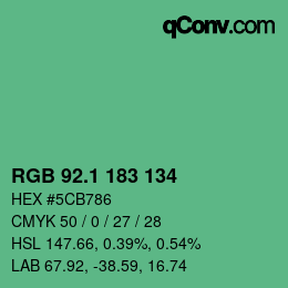 カラーコード: RGB 92.1 183 134 | qconv.com