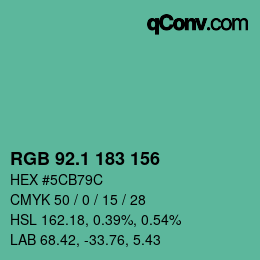 カラーコード: RGB 92.1 183 156 | qconv.com