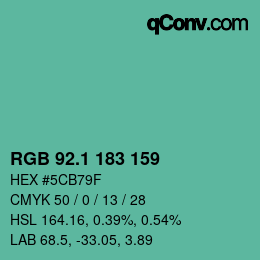 カラーコード: RGB 92.1 183 159 | qconv.com