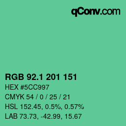 カラーコード: RGB 92.1 201 151 | qconv.com