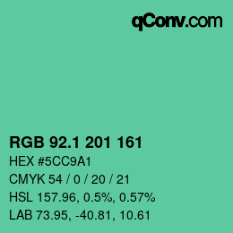 カラーコード: RGB 92.1 201 161 | qconv.com