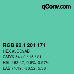 カラーコード: RGB 92.1 201 171 | qconv.com