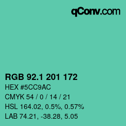 カラーコード: RGB 92.1 201 172 | qconv.com