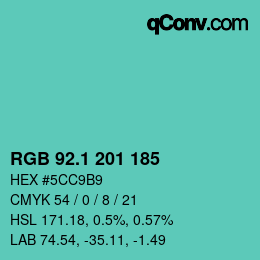 カラーコード: RGB 92.1 201 185 | qconv.com