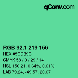 カラーコード: RGB 92.1 219 156 | qconv.com