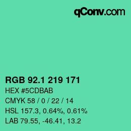 カラーコード: RGB 92.1 219 171 | qconv.com