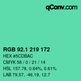 カラーコード: RGB 92.1 219 172 | qconv.com