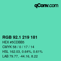 カラーコード: RGB 92.1 219 181 | qconv.com