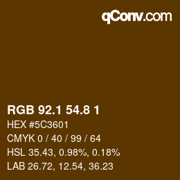 Color code: RGB 92.1 54.8 1 | qconv.com