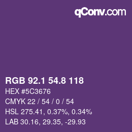 カラーコード: RGB 92.1 54.8 118 | qconv.com