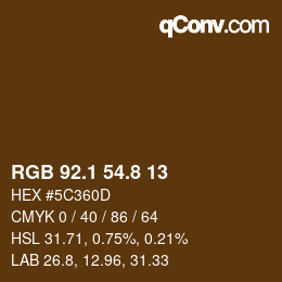 Código de color: RGB 92.1 54.8 13 | qconv.com