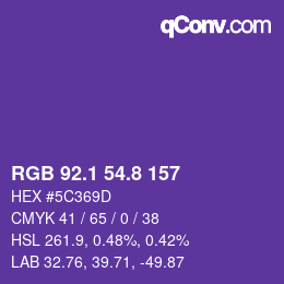 カラーコード: RGB 92.1 54.8 157 | qconv.com