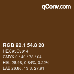 Color code: RGB 92.1 54.8 20 | qconv.com