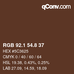 Color code: RGB 92.1 54.8 37 | qconv.com