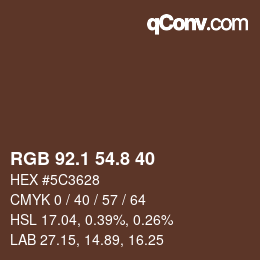 Color code: RGB 92.1 54.8 40 | qconv.com