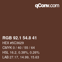 カラーコード: RGB 92.1 54.8 41 | qconv.com