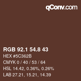 Color code: RGB 92.1 54.8 43 | qconv.com