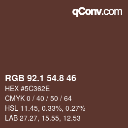 カラーコード: RGB 92.1 54.8 46 | qconv.com
