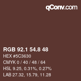 Color code: RGB 92.1 54.8 48 | qconv.com