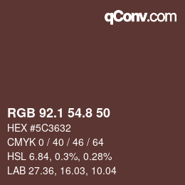 Color code: RGB 92.1 54.8 50 | qconv.com