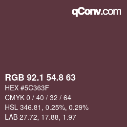 カラーコード: RGB 92.1 54.8 63 | qconv.com