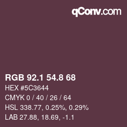 Color code: RGB 92.1 54.8 68 | qconv.com