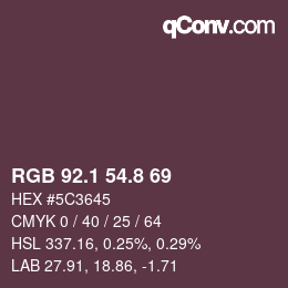 Color code: RGB 92.1 54.8 69 | qconv.com