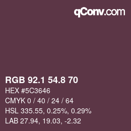 カラーコード: RGB 92.1 54.8 70 | qconv.com