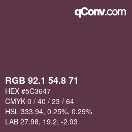 Color code: RGB 92.1 54.8 71 | qconv.com