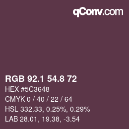 Color code: RGB 92.1 54.8 72 | qconv.com