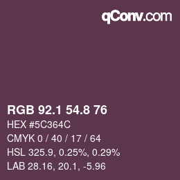 Color code: RGB 92.1 54.8 76 | qconv.com