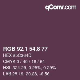 Farbcode: RGB 92.1 54.8 77 | qconv.com