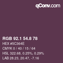 Color code: RGB 92.1 54.8 78 | qconv.com