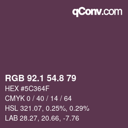 Color code: RGB 92.1 54.8 79 | qconv.com