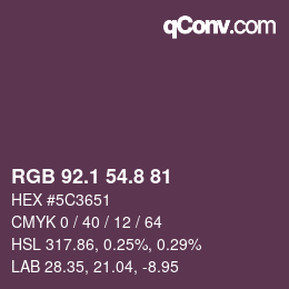 Color code: RGB 92.1 54.8 81 | qconv.com
