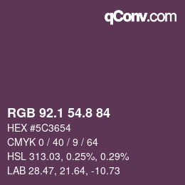 カラーコード: RGB 92.1 54.8 84 | qconv.com